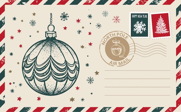 Вектор Рождественская почтовая открытка рисованной иллюстрации