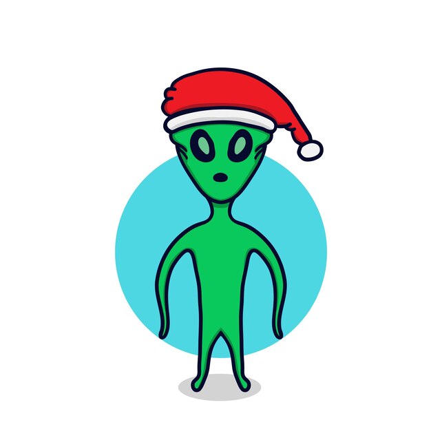 Vector christmas man alien in santa hat