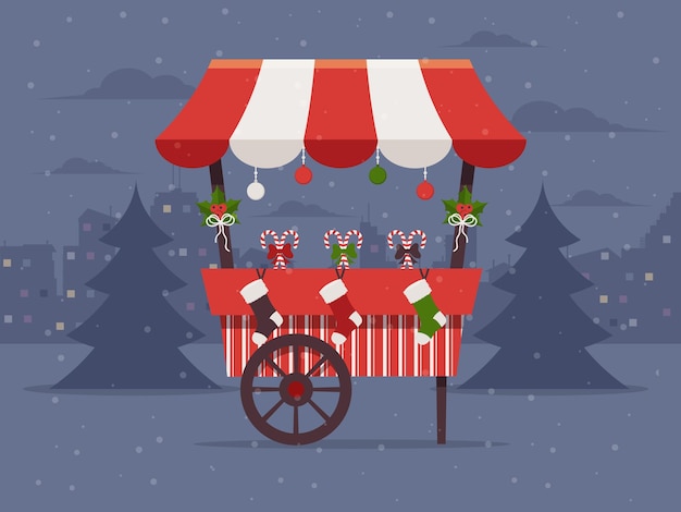 Vector christmas market flat design style