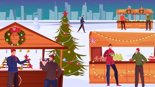 Christmas Market Flat illustration