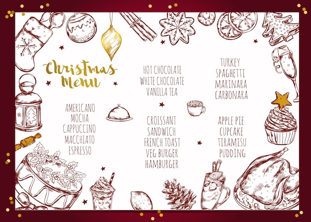 Brochure del menu di natale design