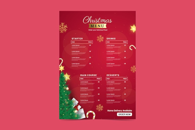 Modello di menu di natale