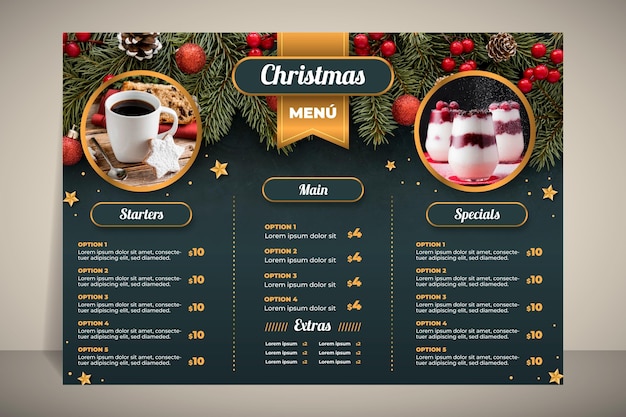 Рождественский шаблон меню