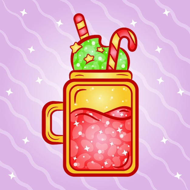 Vector christmas milk shake drink sticker with gradient colors