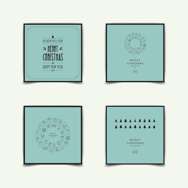 Vector christmas minimal modern card set