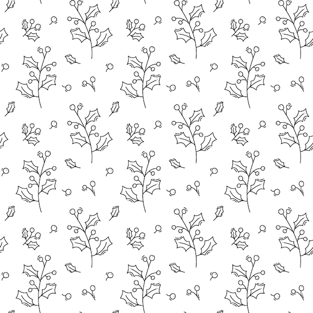 Christmas minimalist monoline scandinavian seamless pattern new year fir tree