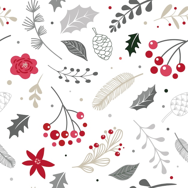 Vector christmas modern elegant scandinavian nordic seamless pattern