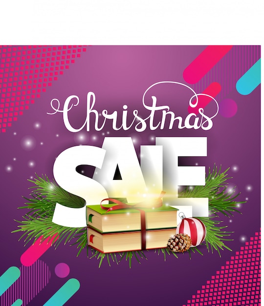 Christmas modern sale banner with christmas books