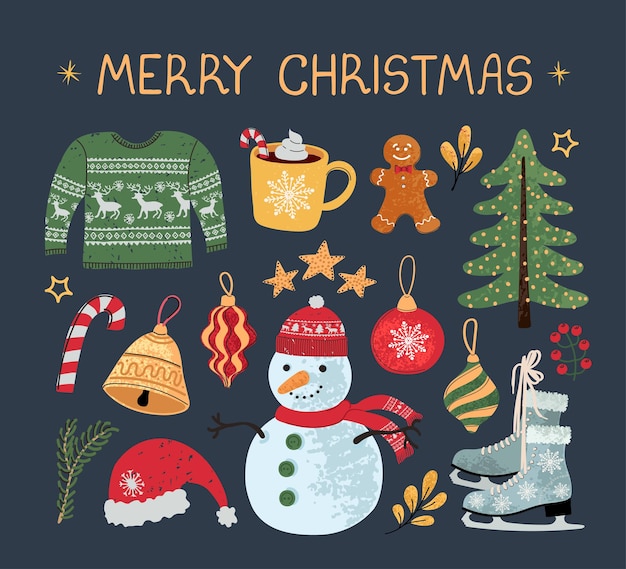 Christmas modern set of stickers