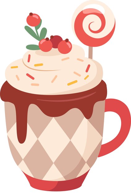 Christmas Mug With Cream Drink