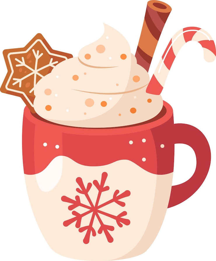 Vector christmas mug with cream drink