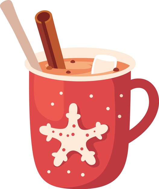 Vector christmas mug with hot drink