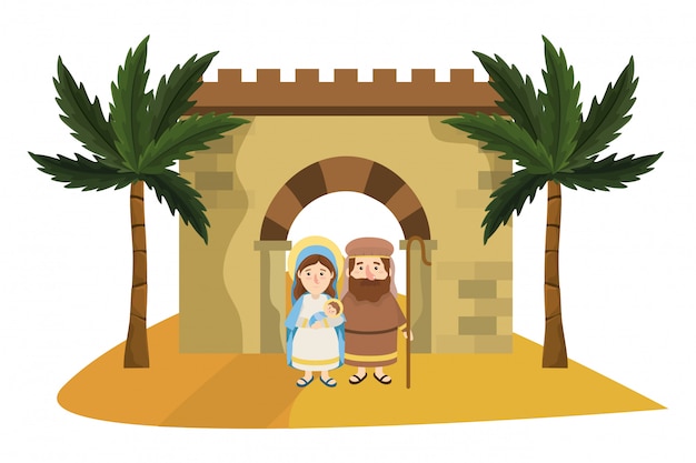 Vector christmas nativity scene cartoon