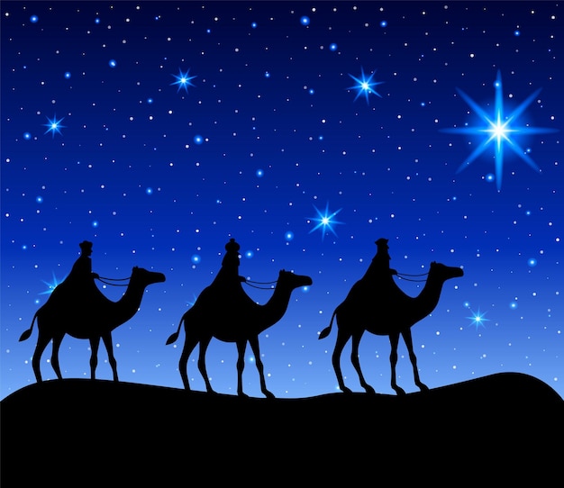 クリスマスのキリスト降誕のシーンで赤ちゃんイエス・マリアとヨセフが飼い葉桶に