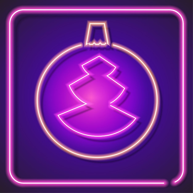 Christmas neon icon sign isolated square