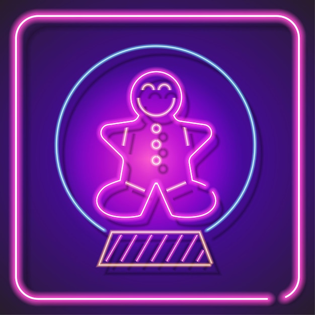 Christmas neon icon sign isolated square