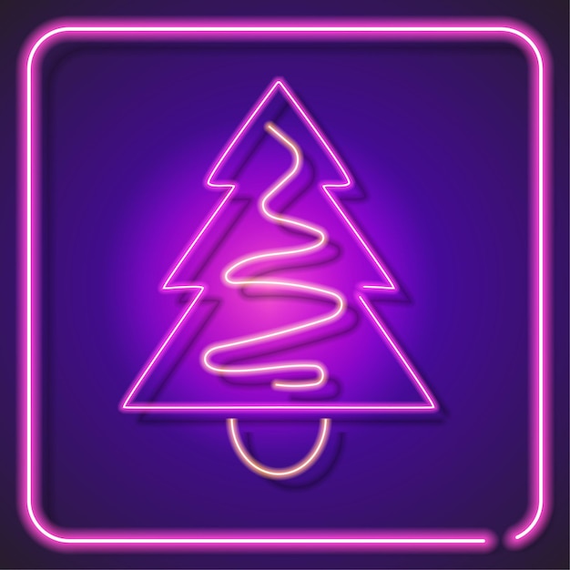 Christmas neon icon sign isolated square