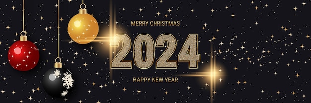 Рождество и Новый год 2024 роскошный векторный фон со звездами и снежинками