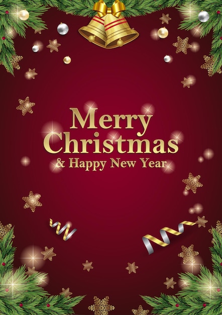 Рождественский и новогодний фон постер в социальных сетях публикует рекламу для приглашения на красный