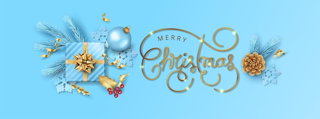 Christmas and new year background with a gift box