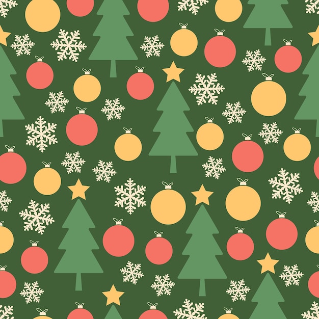 Christmas and New Year cartoon style seamless vector background