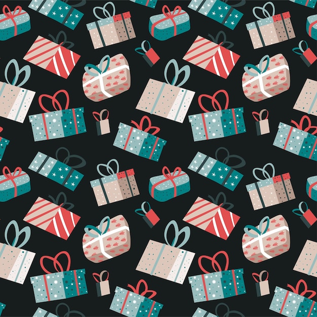 Christmas and new year celebration present pattern