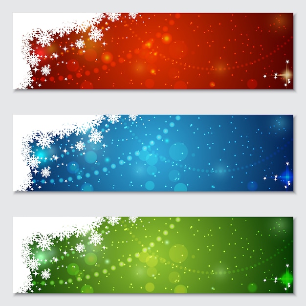 Christmas and New Year colorful banner background set