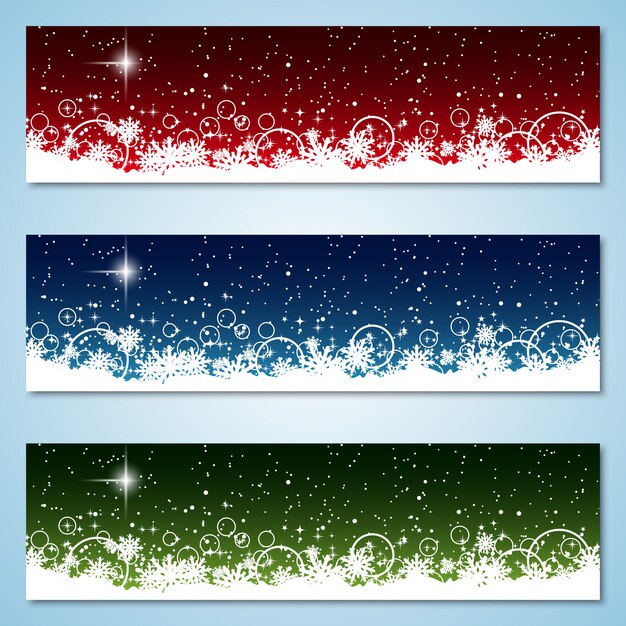 Christmas and New Year colorful banners