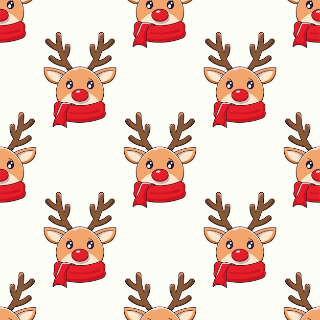 Рождественская и новогодняя концепция Простой рисунок мультяшного подробного рождественского оленя на бежевом фоне Идеально подходит для веб-сайтов, оберток, подарочных коробок, открыток