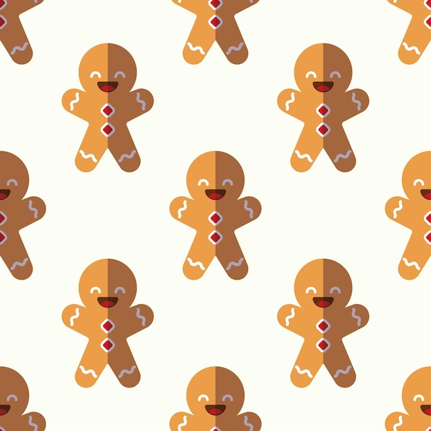 Concetto di natale e capodanno semplice motivo di gingerbread man su sfondo beige chiaro perfetto per involucri di siti web cartoline regalo