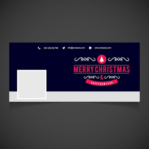 Copertina di banner web blu scuro di natale e capodanno