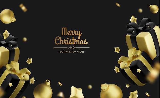 christmas and new year design realistic gift boxes open a gift box full of decorative holiday item holiday banner web poster flyer stylish brochure greeting card cover christmas background