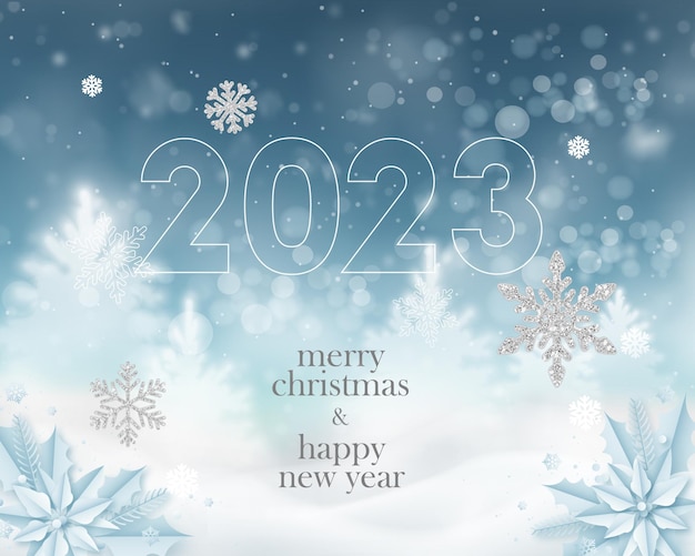 christmas and new year design in snowly background