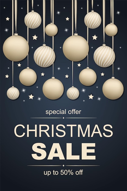 Christmas New Year discounts Vector banner