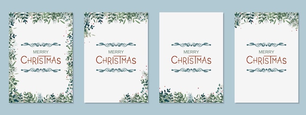 Christmas and New Year floral style vector flyer templates collection