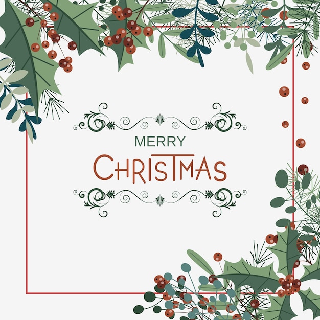 Christmas and New Year floral style vector illustration