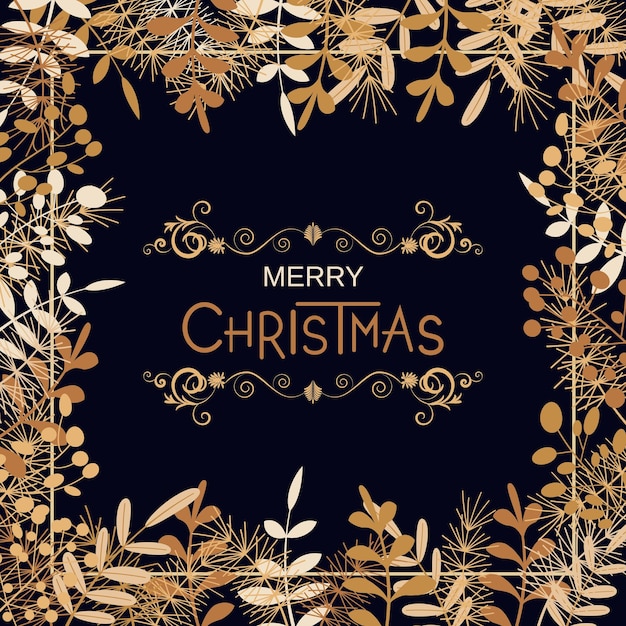 Christmas and New Year floral style vector illustration