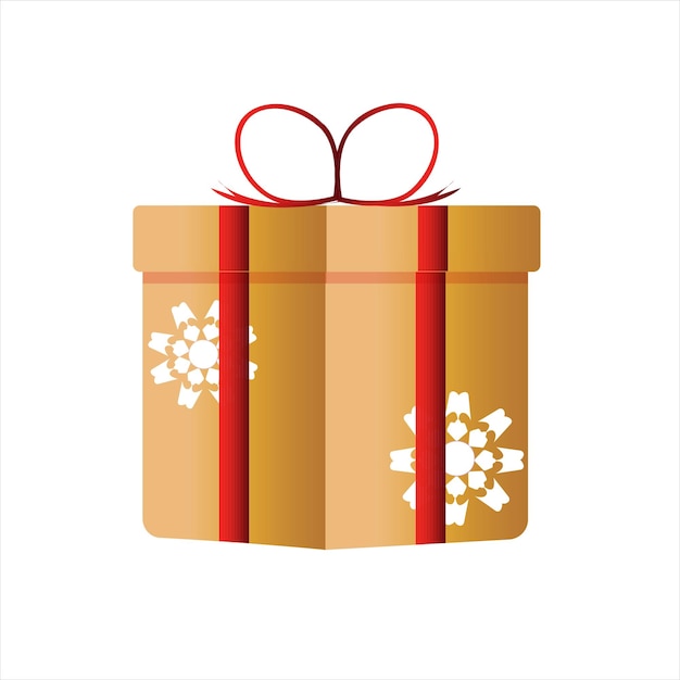 Christmas and New Year . Gift box on a white background. Vector illustration