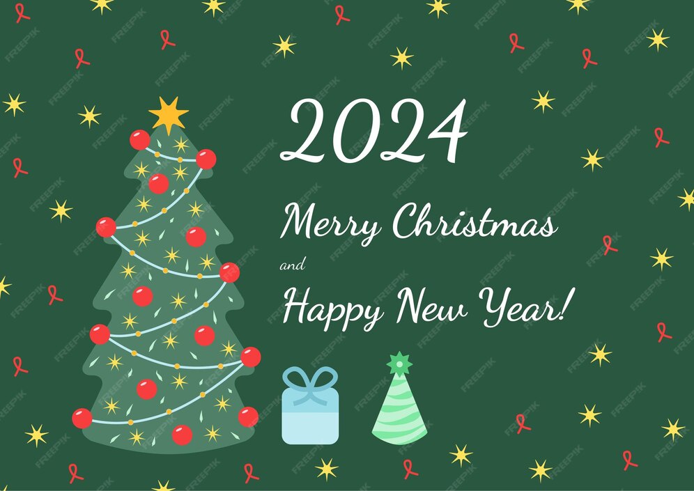 Premium Vector Christmas and new year greeting card 2024