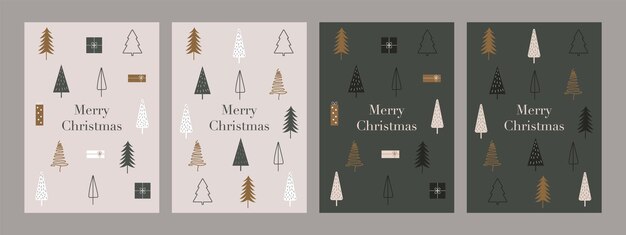 Christmas new year holiday greeting cards Vector abstract trendy illustration
