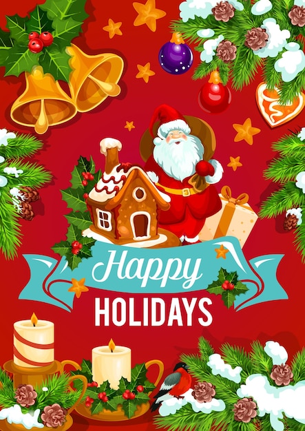 Christmas and New Year holidays greeting card