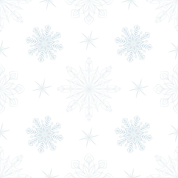 Christmas, New Year, holidays seamless pattern with painted snowflakes on a transparent background. Winter texture for printing, paper, design, fabric, decor, gift, food packaging, backgrounds