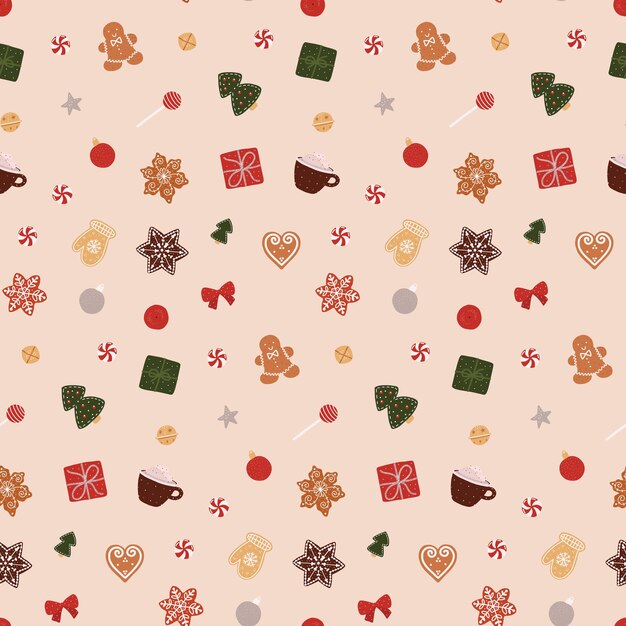 Christmas new year icon candy cookie gift winter pattern