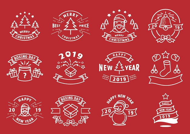 Christmas and new year line graphic element