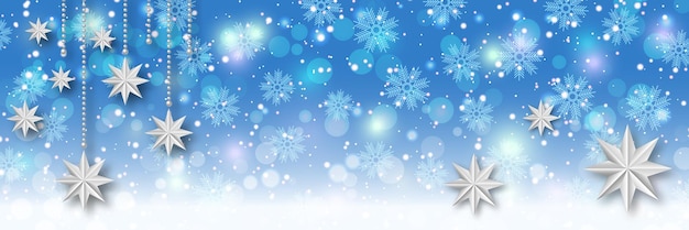 Christmas and New Year luxury vector blurred background with snowflakes and bokeh effect