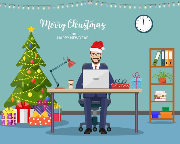 Christmas and new year in modern office