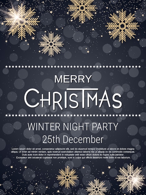 Christmas and New Year party invitation card vector design template