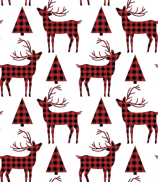 Vector christmas and new year pattern at buffalo plaid. festive background for design and print esp