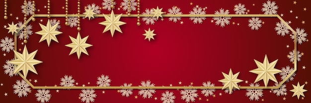 Christmas and new year red luxury vector background with stars and snowflakes