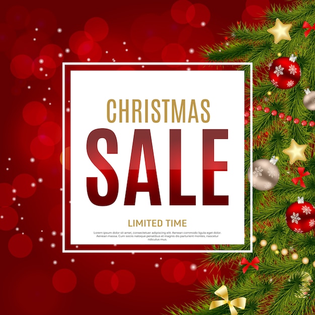 Vector christmas and new year sale background, discount coupon template.